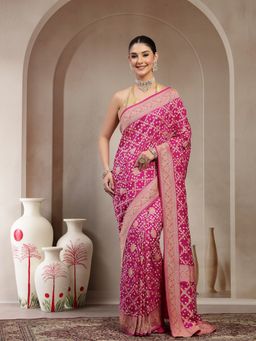 KISHORI - Women Purple Banarasi Jacquard Saree with Unstitched Blouse