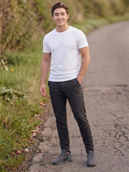 Greylongg - Men Dark Grey Pure Cotton Solid Regular Fit Trouser
