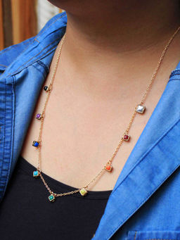 BeAbhika - Multi Colored Enameled Kundan Necklace