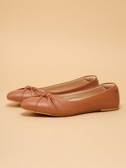 ERIDANI - Women Arabella Tan Bow Detail Ballerinas