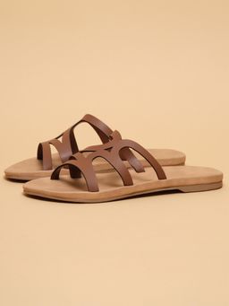 ERIDANI - Women Eugene Tan Multi-Strap Slip-On Flats
