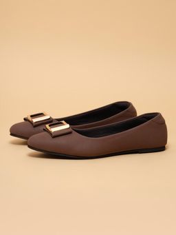 ERIDANI - Women Polly Brown Buckle Detail Ballerina