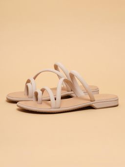 ERIDANI - Women Valerie Off White One Toe Strappy Flats