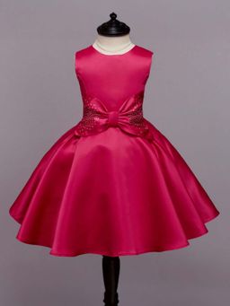 Hopscotch - Bow Applique Sleeveless Party Dress