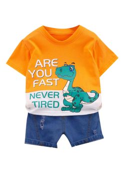 Hopscotch - Boys Orange Animal Print T-Shirt and Shorts