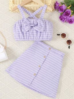 Hopscotch - Girls Purple Checkered Top and Skirt