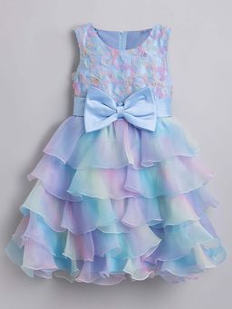 Hopscotch - Bow Applique Sleeveless Party Dress