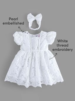 Hopscotch - Lace Embellished Party Dress with Headband