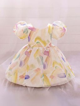 Hopscotch - Girls Multi Coloured Abstract Print Party Dress