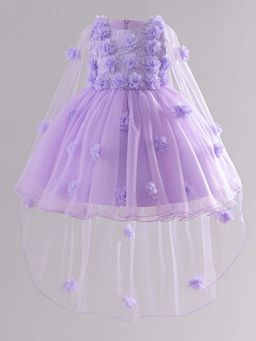 Hopscotch - Floral Applique Sleeveless Party Dress with Shrug