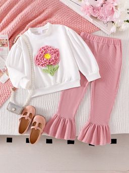 Hopscotch - 2-Piece Floral Applique Top and Pant