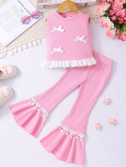 Hopscotch - 2-Piece Pink Bow Applique Top and Pant