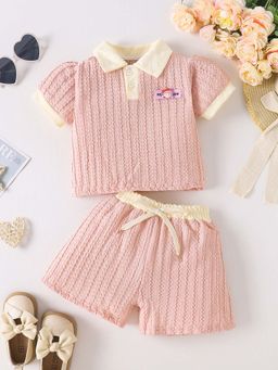 Hopscotch - 2-Piece Textured Polo T-Shirt and Shorts