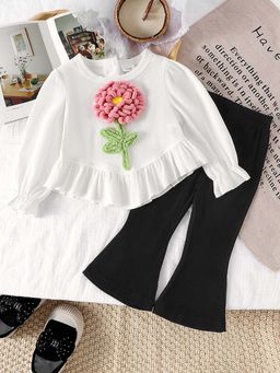 Hopscotch - 2-Piece Floral Applique Top and Pant