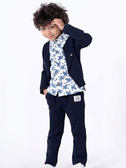 Hopscotch - Boys Navy Floral Print Shirt and Pant