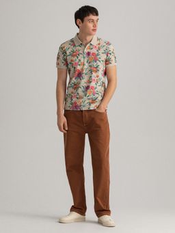 GANT - Men Beige Printed Regular Polo T-shirt