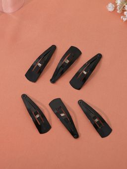 Estele - Black Metal Simple Tik-tak Hair Clips for Women or Girl, Big Pack of 6