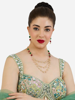 Zaveri Pearls - Women Multi-Colour Alloy Necklace with Earring
