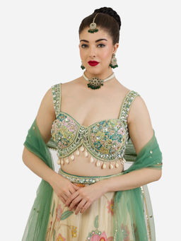 Zaveri Pearls - Women Green Alloy Choker with Earring and Maangtikka