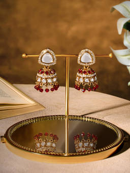 Zaveri Pearls - Women Maroon Alloy Earrings