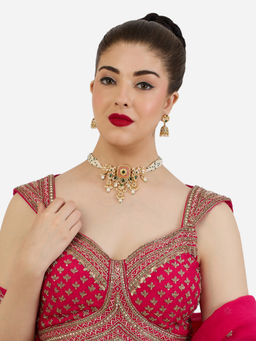 Zaveri Pearls - Women Multi-Colour Alloy Choker with Earring