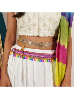 BeAbhika - Oxidized Orange Tone Waist Belt with Floral Motifs