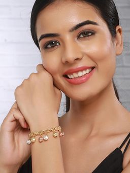 Saraf RS Jewellery - Anti-tarnish Gold Plated All Around Charms Balls Link Bracelet (2.4)