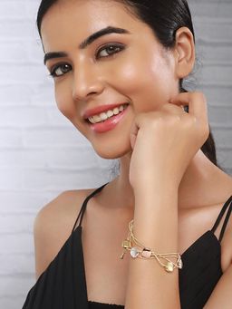 Saraf RS Jewellery - Anti-tarnish 18k Gold Plated Chunky Charm Stack Link Chain Bracelet (2.4)