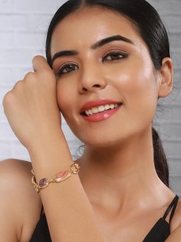 Saraf RS Jewellery - Anti-tarnish18k Gold Plated Link Chain Trendy Bracelet (2.4)