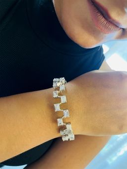 Peach Tassels - White Adjustable Stone Bangles