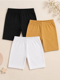 KiddoPanti - Girls Cycling Shorts (Pack of 3)