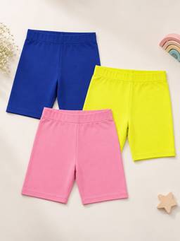 KiddoPanti - Girls Cycling Shorts (Pack of 3)