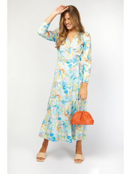 Little Mistress - Cambridge Pastel Floral Print Wrap Maxi Dress