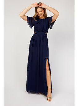Little Mistress - Navy Angel Sleeve Bridesmaid Maxi Dress