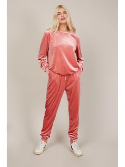 Little Mistress - Colleen Pink Velvet Sweat And Jogger Lounge Pink (Set of 2)