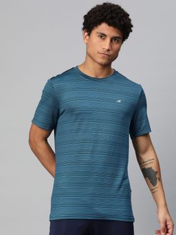 Alcis - Men Striped Anti Static Slim Fit T-Shirt Blue