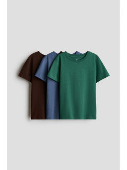 H&M - Boys Green 3-Pack Cotton T-Shirts