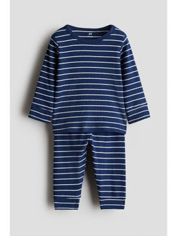 H&M - Girls Navy Blue 2-Piece Printed Cotton Set