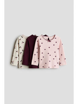 H&M - Girls Pink 3-Pack Cotton Tops