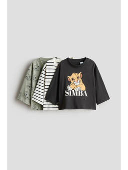 H&M - Boys White 3-Pack Printed Long-Sleeved T-Shirts