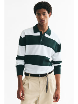H&M - Men White Loose Fit Knitted Polo Jumper