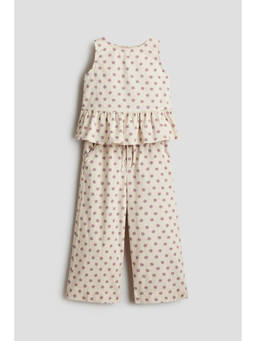 H&M - Girls Beige 2-Piece Cotton Seersucker Set