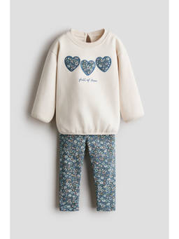 H&M - Girls Beige 2-Piece Sweatshirt And Leggings Set
