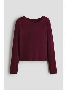 H&M - Girls Red Ribbed Cotton Top