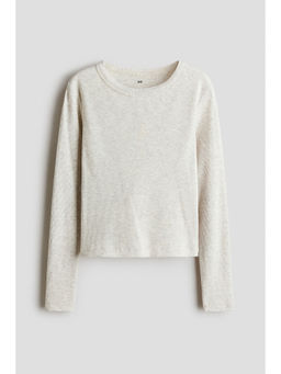 H&M - Girls Beige Ribbed Cotton Top