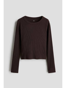 H&M - Girls Brown Ribbed Cotton Top