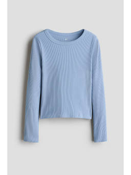 H&M - Girls Blue Ribbed Cotton Top
