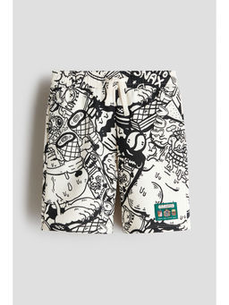 H&M - Boys White Printed Brushed-Inside Sweatshorts
