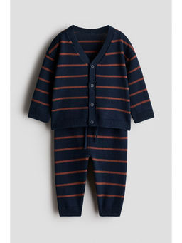 H&M - Boys Navy Blue 2-Piece Cotton-Knit Set