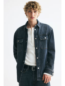 H&M - Men Blue Cotton Denim Overshirt